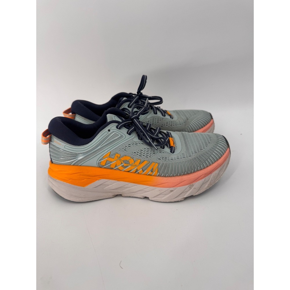 Hoka One One Bondi 7 Running Shoes Women 7 Blue Orange Max Cushion Road Runner